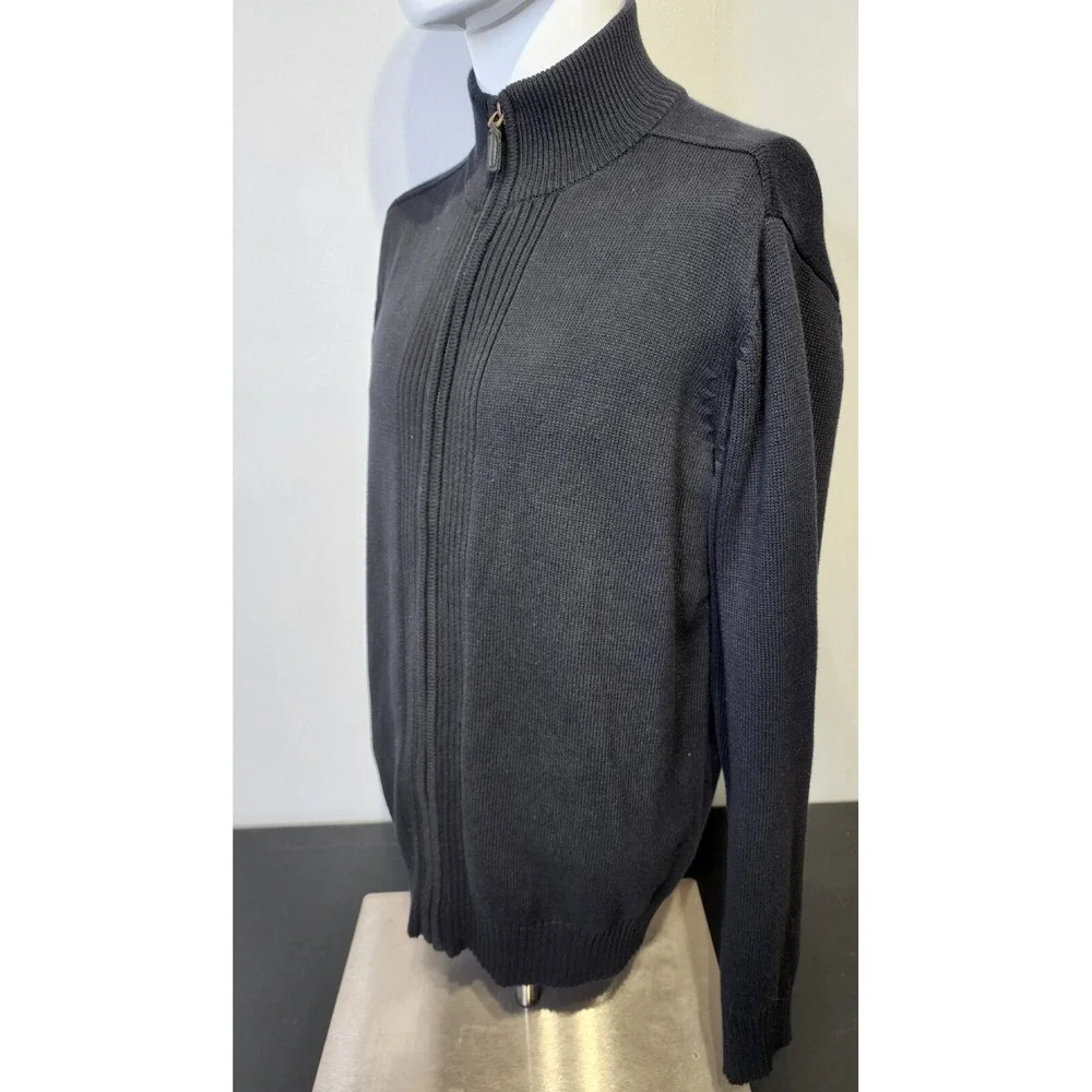 Oscar De La Renta Mens‎ Size Large Pullover Full Zipper Sweater Black Casual